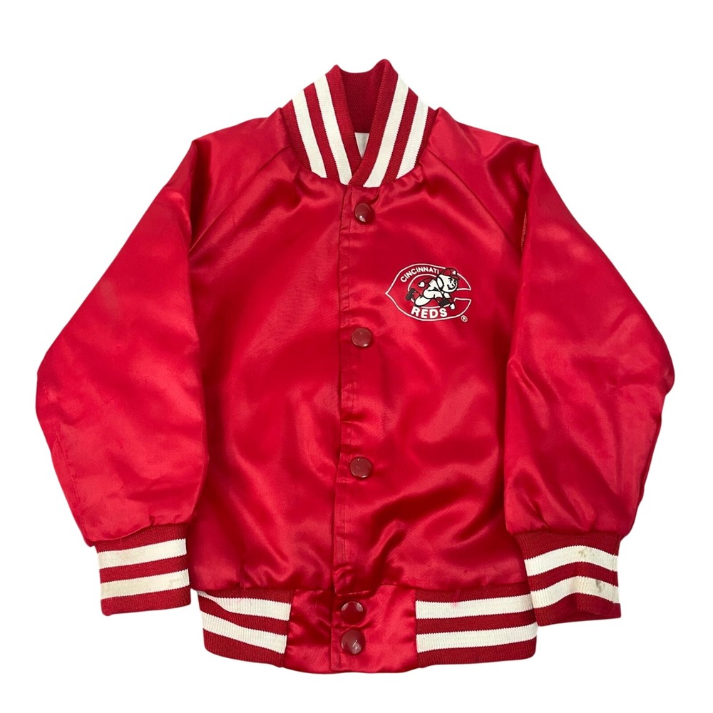 VTG Locker Line Cincinnati Reds Satin Bomber Jacket Red Toddler Size 3 90s
